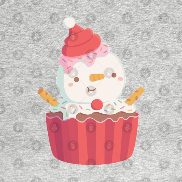 Cute Snowman with Santa Hat Cupcake by rustydoodle